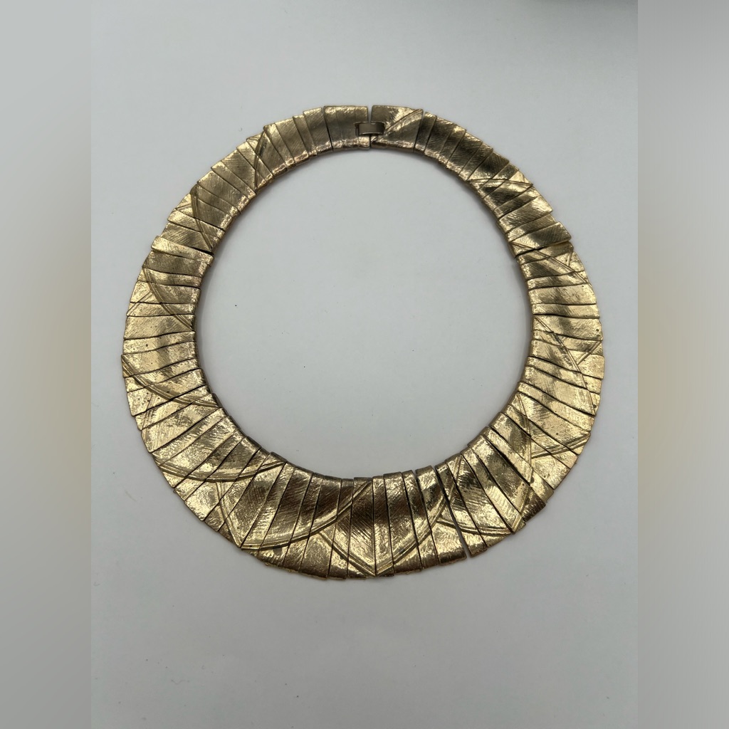 Vintage Les Bernard Egyptian Revival Gold Collar Necklace 259$